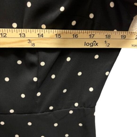 LOFT Womens  Petites Polka Dot Button-Front Dress Size 10P Black & White - Picture 6 of 9